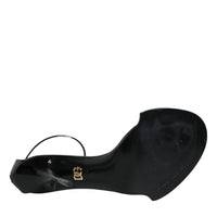 Dolce & Gabbana Black Keira Leather Faux Pearl Sandals Heels Shoes