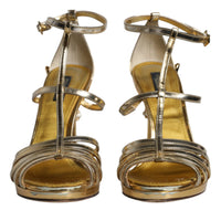 Dolce & Gabbana Gold Leather Baroque Heels Sandals Shoes