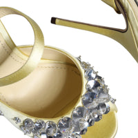 Dolce & Gabbana Yellow Crystal Slides Heels Sandals Shoes