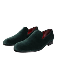 Dolce & Gabbana Green Velvet Slip On Loafers Flats Shoes