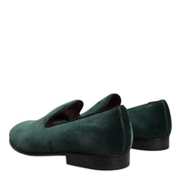 Dolce & Gabbana Green Velvet Slip On Loafers Flats Shoes