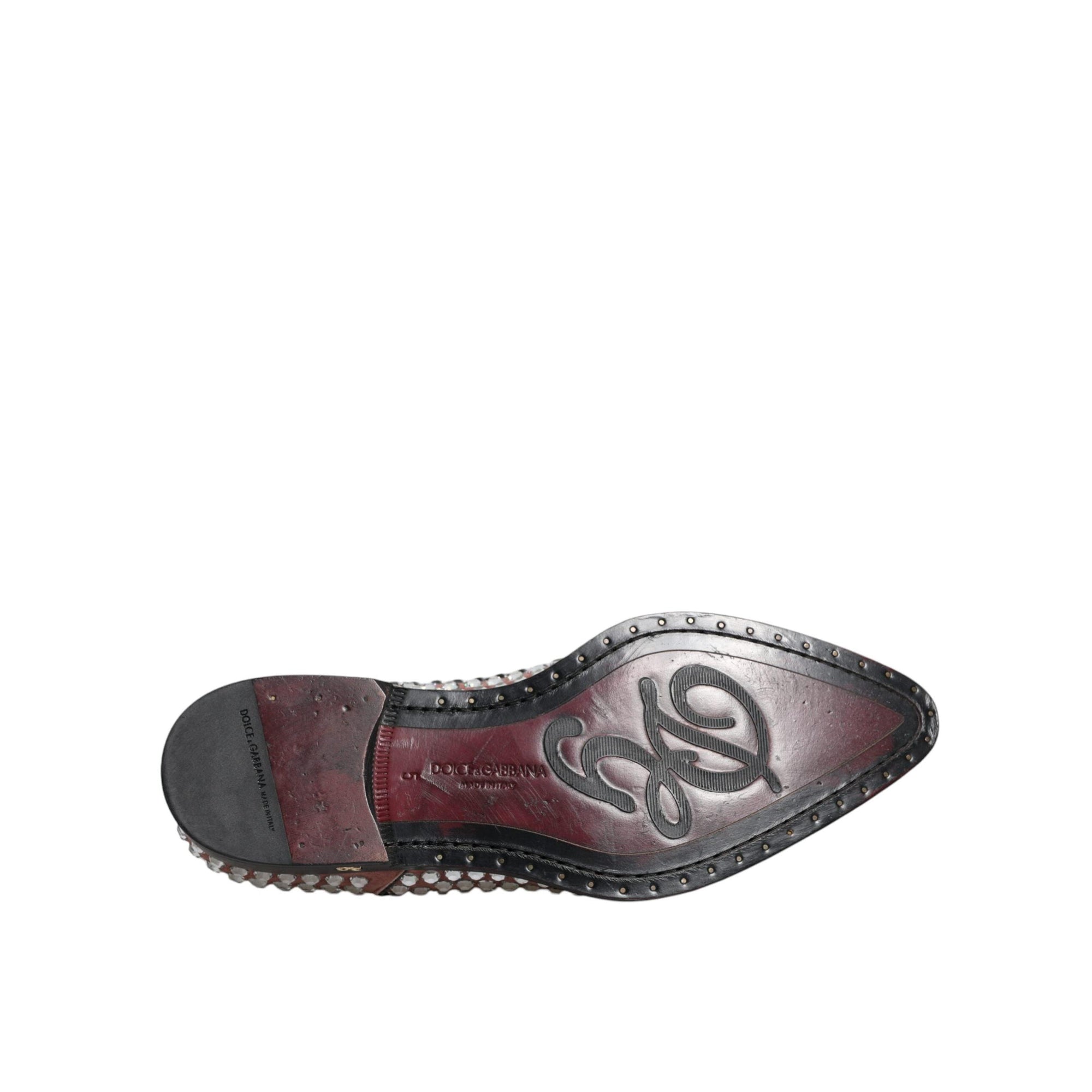 Dolce &amp; Gabbana Brown Strass Embellished Derby Dress Shoes