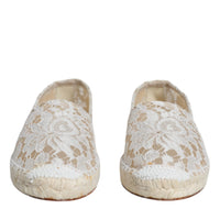 Dolce & Gabbana White Lace Viscose Espadrilles Flats Shoes