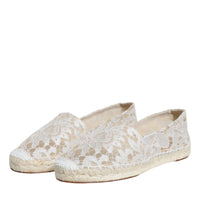 Dolce & Gabbana White Lace Viscose Espadrilles Flats Shoes