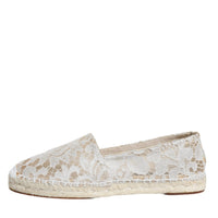 Dolce & Gabbana White Lace Viscose Espadrilles Flats Shoes