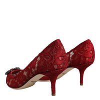 Dolce & Gabbana Red Taormina Lace Crystal Heels Pumps Shoes