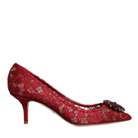 Dolce & Gabbana Red Taormina Lace Crystal Heels Pumps Shoes