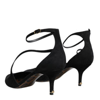 Dolce & Gabbana Black Suede Ankle Strap Heels Pumps Shoes