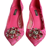 Dolce & Gabbana Pink Taormina Lace Crystal Heels Pumps Shoes