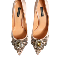 Dolce & Gabbana Beige Satin Crystal High Heels Pumps Shoes