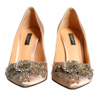 Dolce & Gabbana Beige Satin Crystal High Heels Pumps Shoes