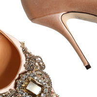 Dolce & Gabbana Beige Satin Crystal High Heels Pumps Shoes