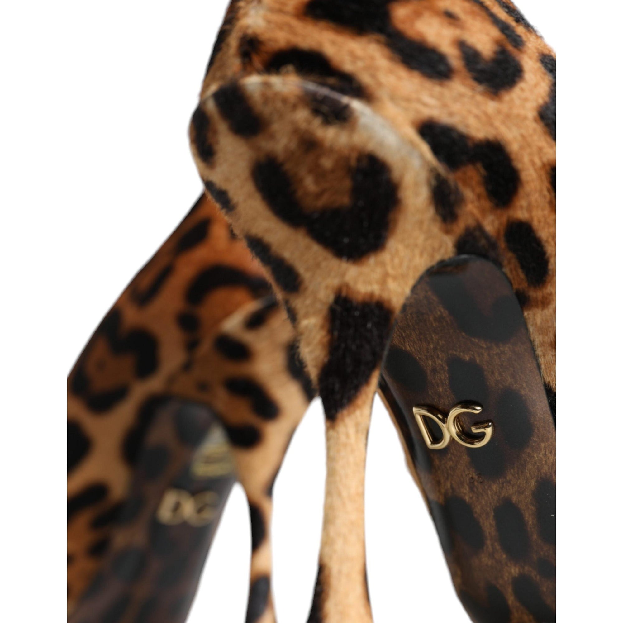 Dolce &amp; Gabbana Brown Leopard Calf Hair Heels Pumps Shoes