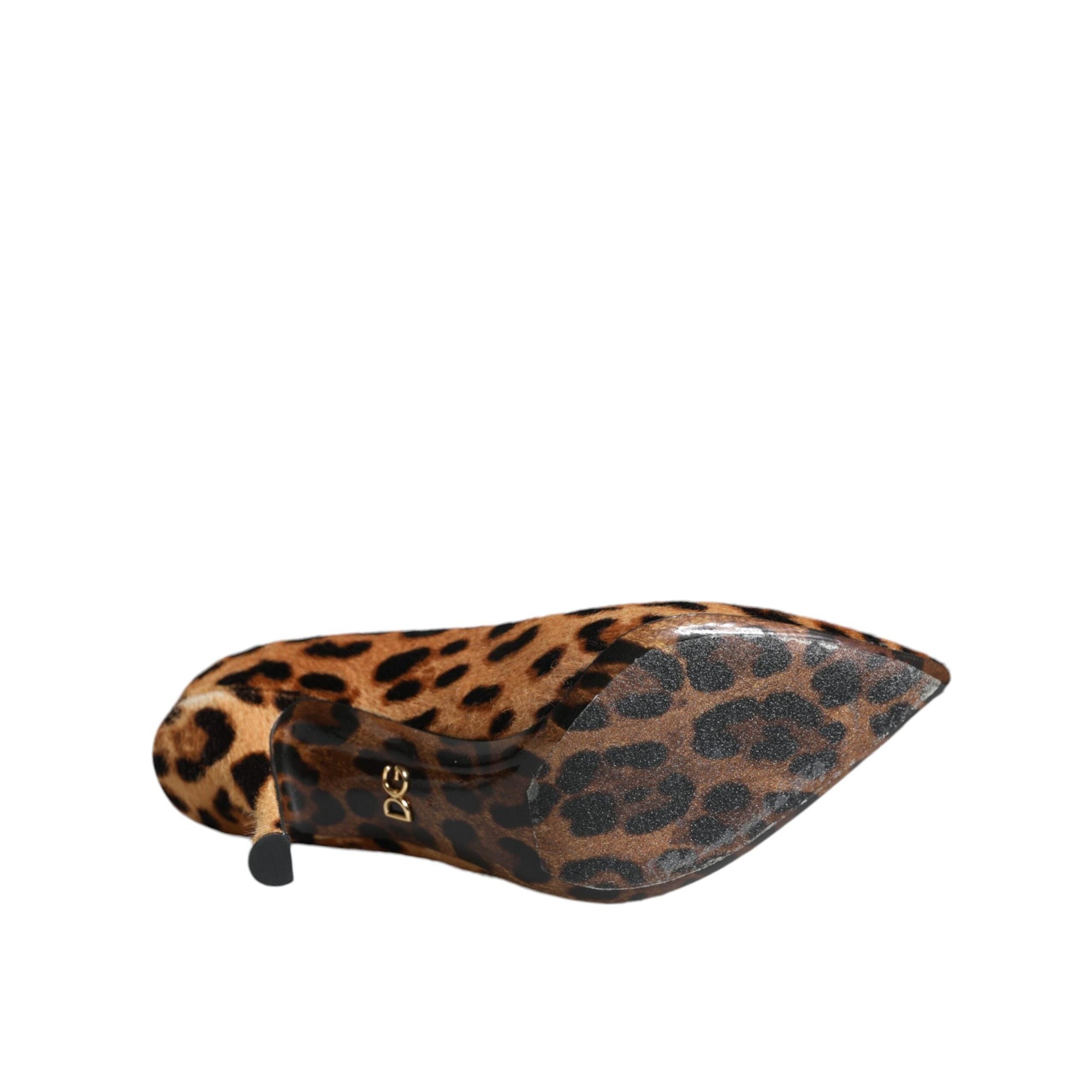 Dolce &amp; Gabbana Brown Leopard Calf Hair Heels Pumps Shoes