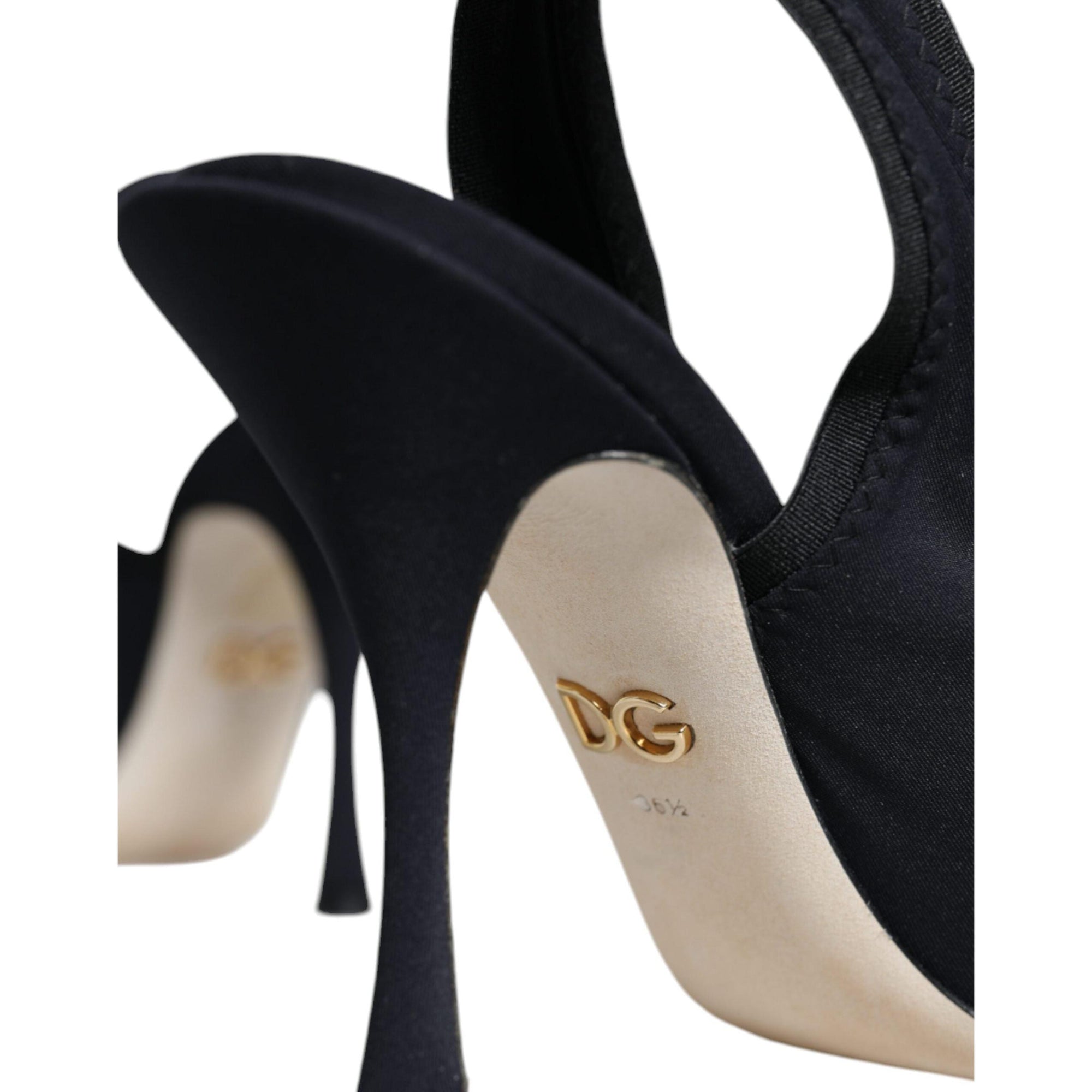 Dolce &amp; Gabbana Black Jersey Stretch Heels Slingback Shoes