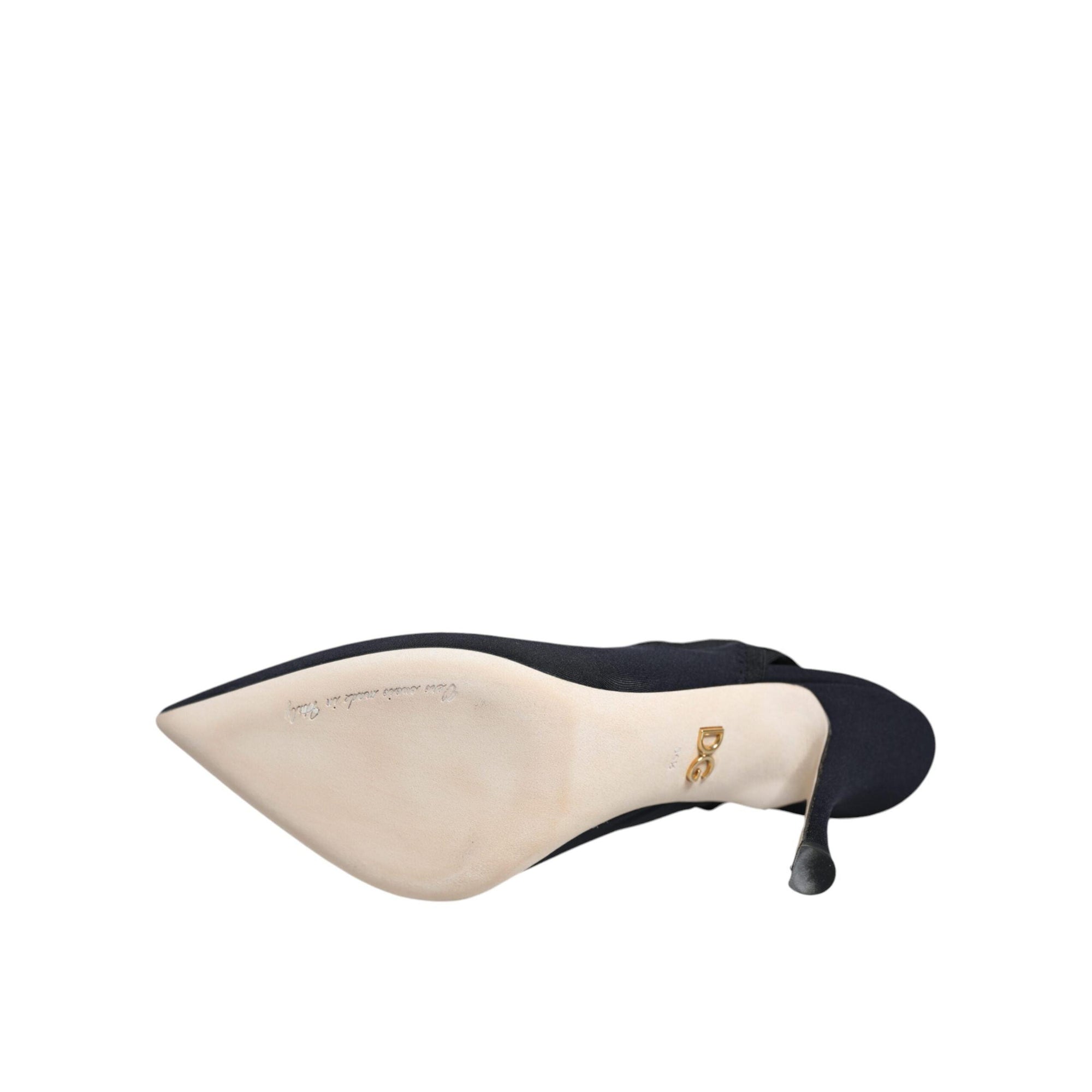 Dolce &amp; Gabbana Black Jersey Stretch Heels Slingback Shoes