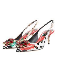 Dolce & Gabbana Multicolor Crystal Heels Slingback Shoes