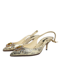 Dolce & Gabbana Gold Crystal Pumps Heels Slingbacks Shoes