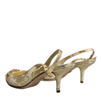 Dolce & Gabbana Gold Crystal Pumps Heels Slingbacks Shoes