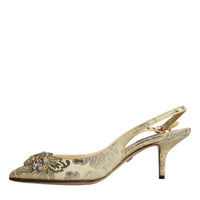 Dolce & Gabbana Gold Crystal Pumps Heels Slingbacks Shoes