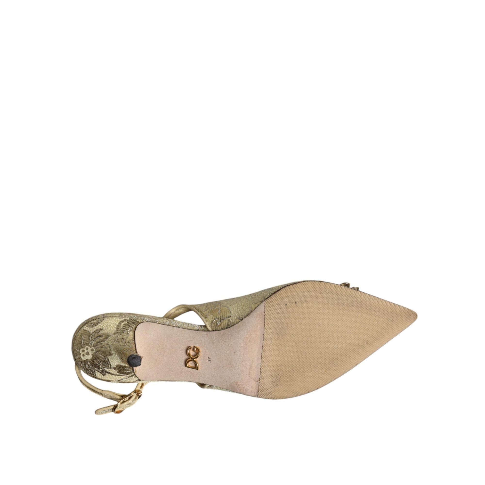 Dolce &amp; Gabbana Gold Crystal Pumps Heels Slingbacks Shoes