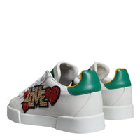 Dolce & Gabbana White Love Patch Portofino Sneakers Shoes