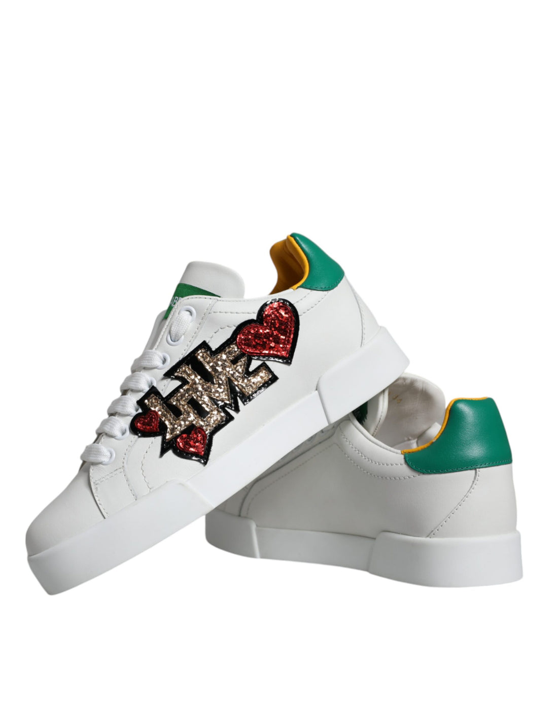 Dolce & Gabbana White Love Patch Portofino Sneakers Shoes