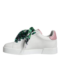 Dolce & Gabbana White Leather Portofino Low Top Sneakers Shoes