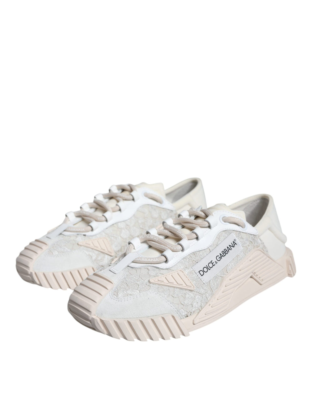 Dolce & Gabbana White Lace NS1 Low Top Sneaker Sports Shoes