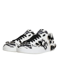 Dolce & Gabbana White Crystal Portofino Low Top Sneaker Shoes