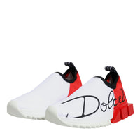 Dolce & Gabbana White Red Low Top Sorrento Men Sneakers Shoes