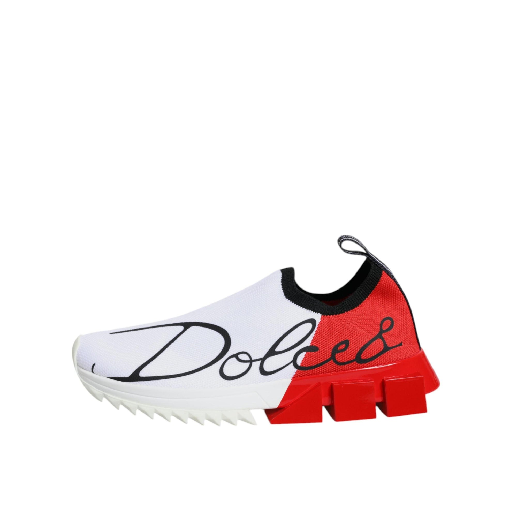 Dolce &amp; Gabbana White Red Low Top Sorrento Men Sneakers Shoes