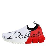 Dolce & Gabbana White Red Low Top Sorrento Men Sneakers Shoes