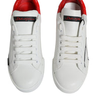 Dolce & Gabbana White Red Portofino Low Top Sneakers Shoes