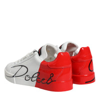 Dolce & Gabbana White Red Portofino Low Top Sneakers Shoes