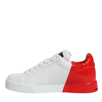 Dolce & Gabbana White Red Portofino Low Top Sneakers Shoes