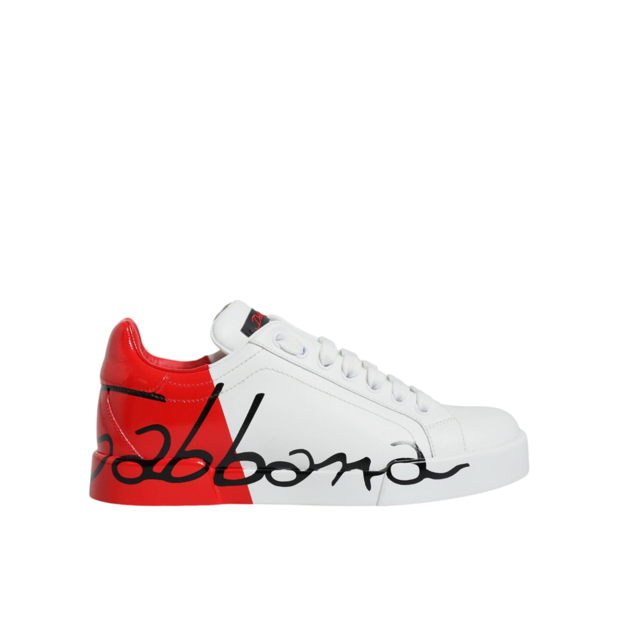 Dolce &amp; Gabbana White Red Portofino Low Top Sneakers Shoes