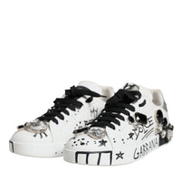 Dolce & Gabbana White Crystal Portofino Low Top Sneaker Shoes