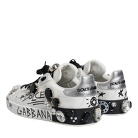 Dolce & Gabbana White Crystal Portofino Low Top Sneaker Shoes