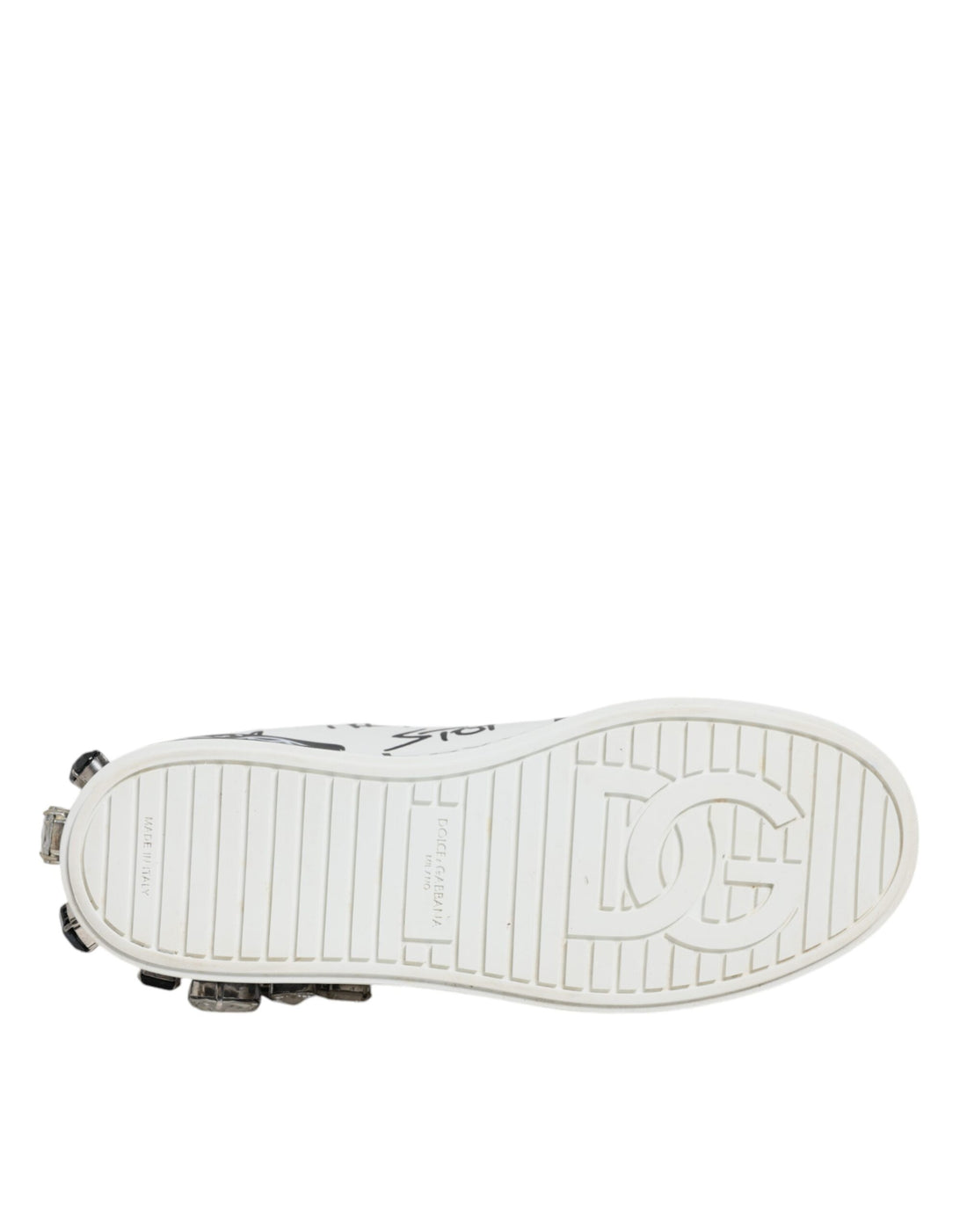 Dolce & Gabbana White Crystal Portofino Low Top Sneaker Shoes