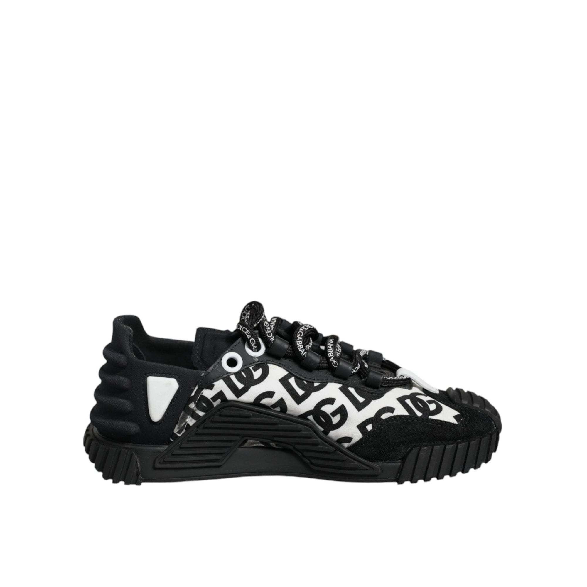 Dolce &amp; Gabbana Black Logo Lace Up Low Top NS1 Sneakers Shoes