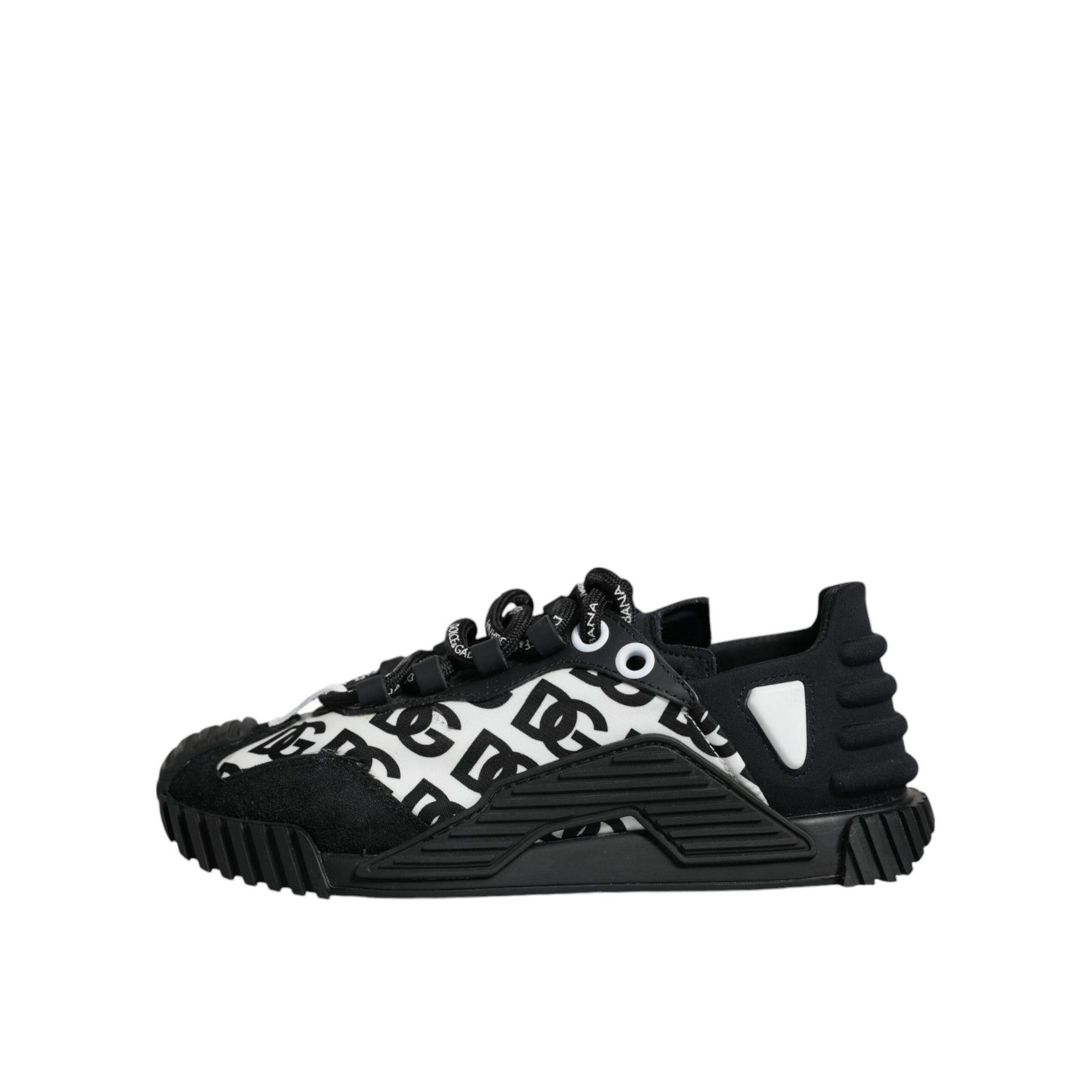 Dolce &amp; Gabbana Black Logo Lace Up Low Top NS1 Sneakers Shoes
