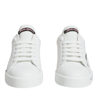 Dolce & Gabbana White Pink Portofino Low Top Sneakers Shoes