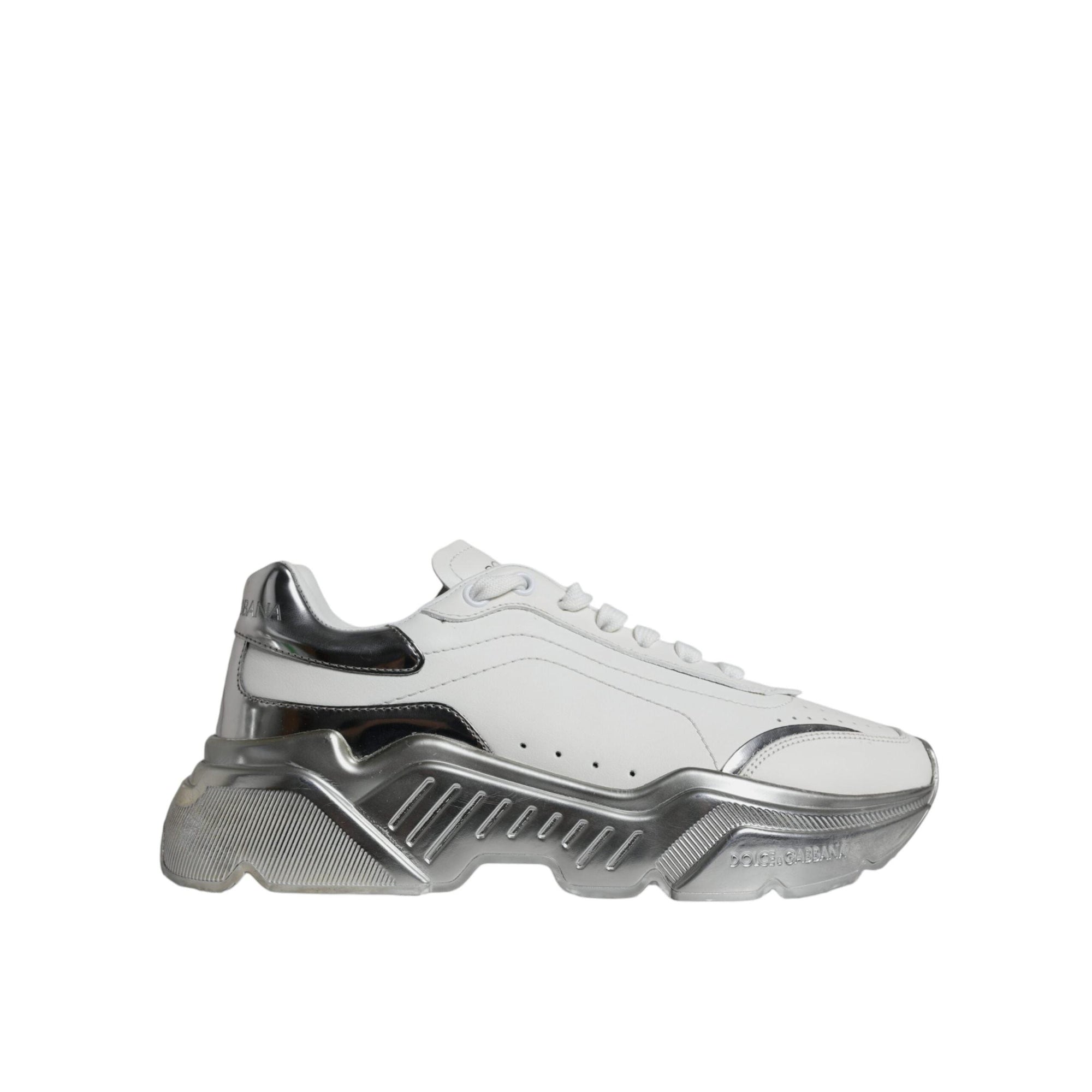 Dolce &amp; Gabbana Silver White Daymaster Low Top Sneakers Shoes