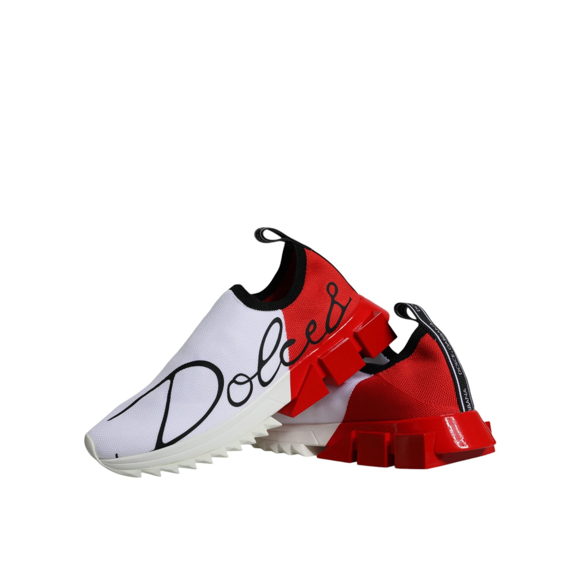 Dolce &amp; Gabbana White Red Low Top Sorrento Men Sneakers Shoes