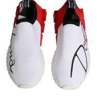 Dolce & Gabbana White Red Low Top Sorrento Men Sneakers Shoes