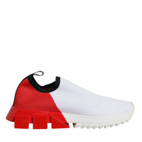 Dolce & Gabbana White Red Low Top Sorrento Men Sneakers Shoes