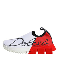 Dolce & Gabbana White Red Low Top Sorrento Men Sneakers Shoes