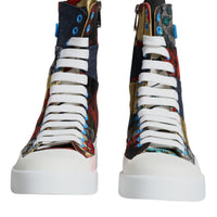 Dolce & Gabbana Multicolor Patchwork Logo High Top Sneakers Shoes