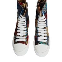 Dolce & Gabbana Multicolor Patchwork Logo High Top Sneakers Shoes